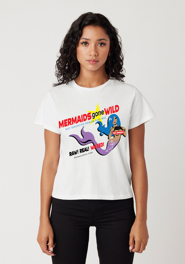 Butter Soft "Mermaids Gone Wild" White Baby Tee