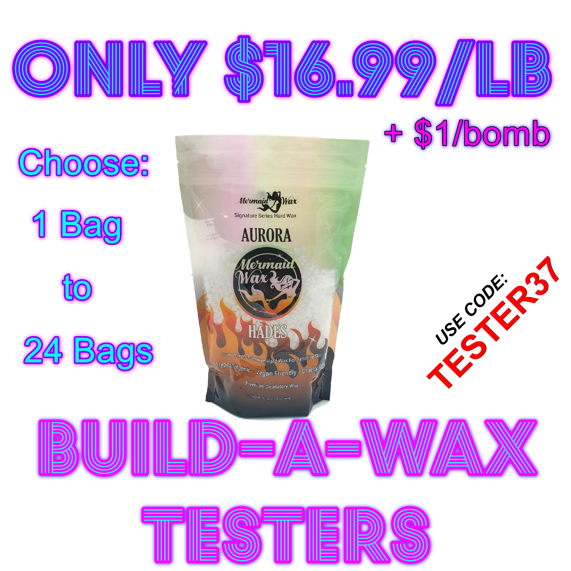 BuildAWax Testers Discount Code TESTER37 Mermaid Wax®