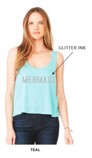 Mermaid Tank | Teal Glitter "MERMAID"